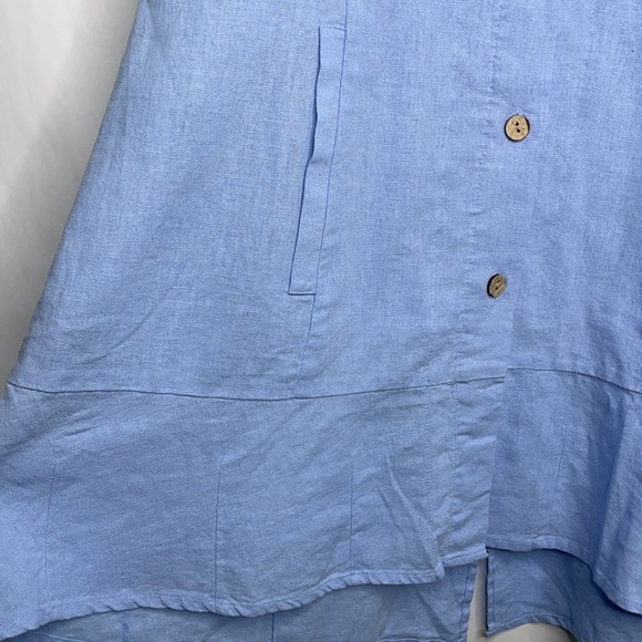 Linen blend Blue Shirt (L/XL) - Picture 5 of 13